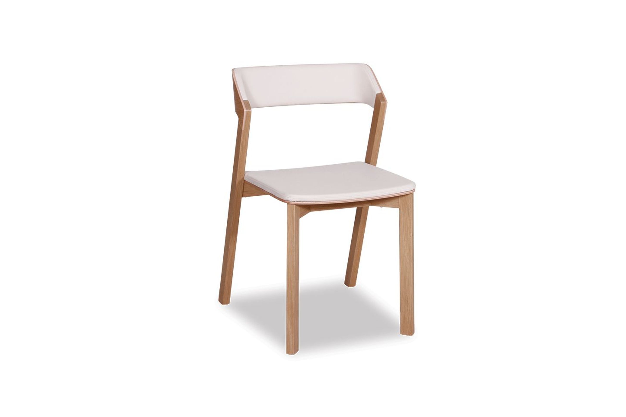 Merano Dining Chair - Natural Oak - White Pad - by TON