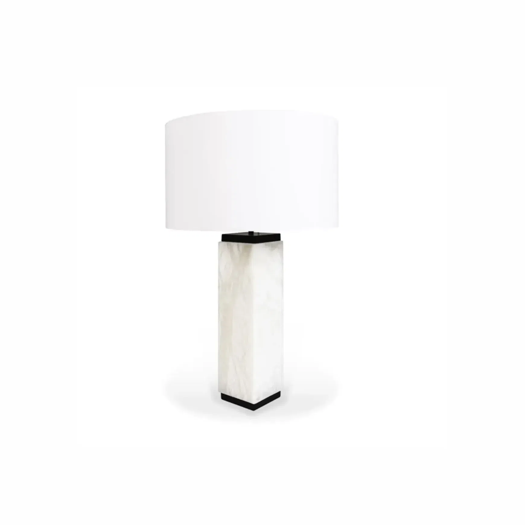 Milano Table Lamp - Alabaster & Black Base With White Chintz Shade