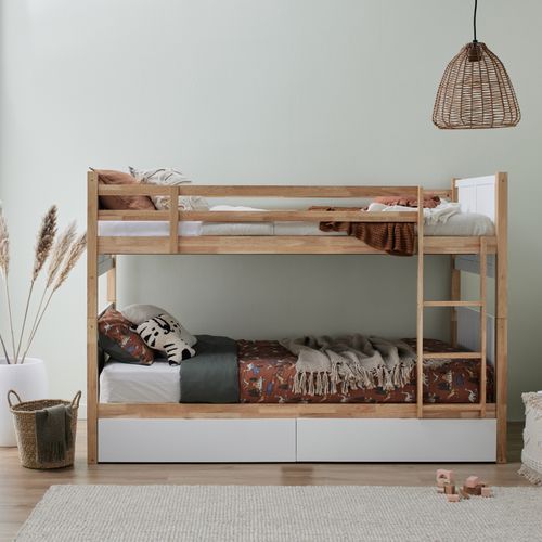Myer Single Bunk Bed with Storage | Hardwood Frame