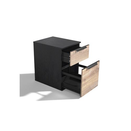 TRIBECA 2 Drawer Filing Cabinet - Warm Oak & Black