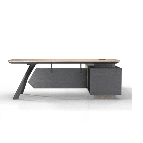 EASTON Executive Desk with Left Return 2.2-2.4m - Warm Oak & Black