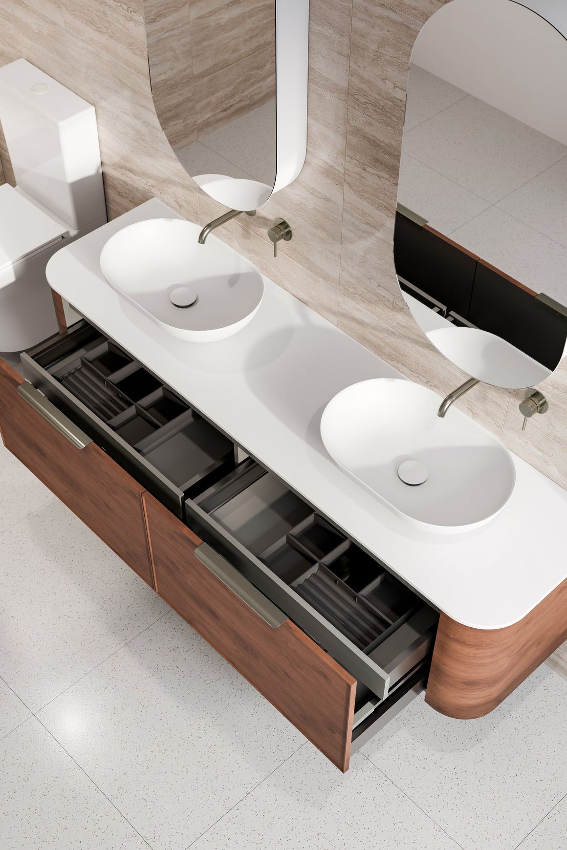 Nature 1800 Vanity | Double Inset Basin & Axel Drawer Front
