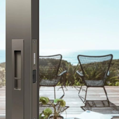 Mardeco 'M' Series Flush Pull Euro Lock Set Key Locking Brushed Nickel for Timber and Aluminum Doors BN8104/SET *No Cylinder*