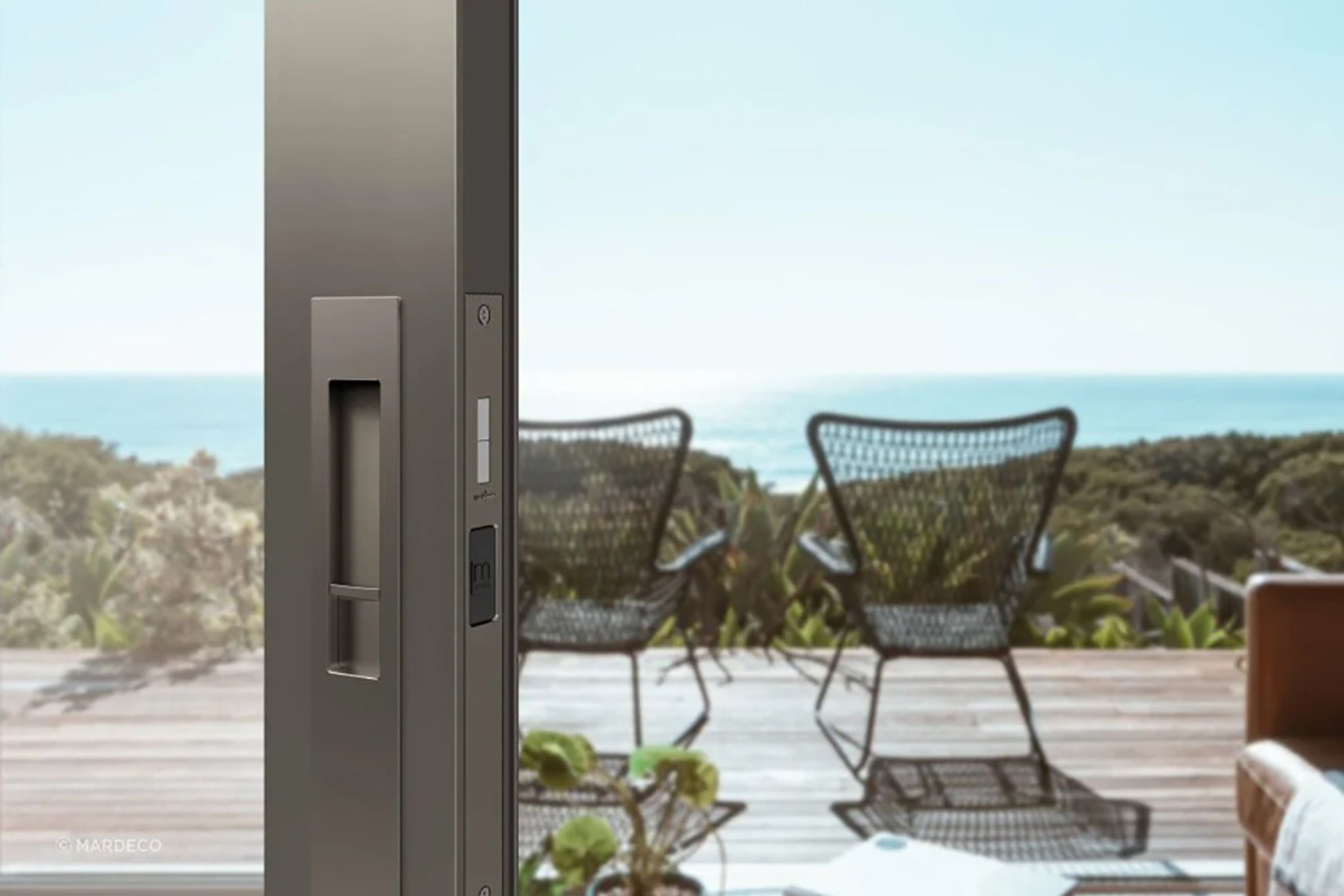 Mardeco 'M' Series Flush Pull Euro Lock Set Key Locking Brushed Nickel for Timber and Aluminum Doors BN8104/SET *No Cylinder*