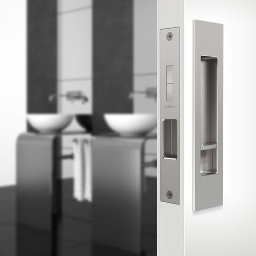 Mardeco 'M' Series Flush Pull Privacy Set Brushed Satin Chrome for Sliding Doors BSC8004SET