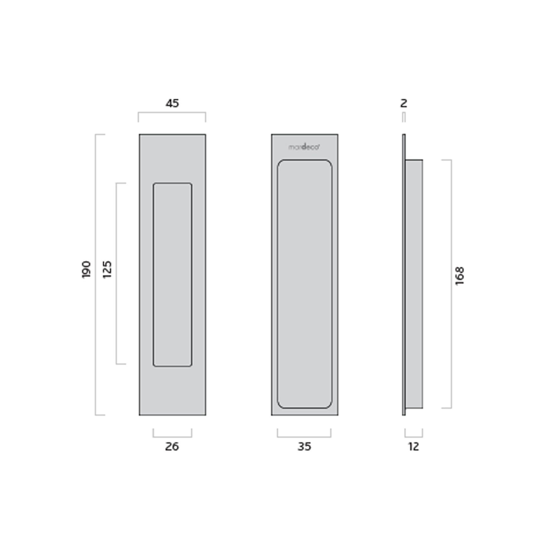 Mardeco 'M' Series Flush Pull Satin Chrome for Timber and Aluminum Sliding Double Doors SC8002/190 *Single*
