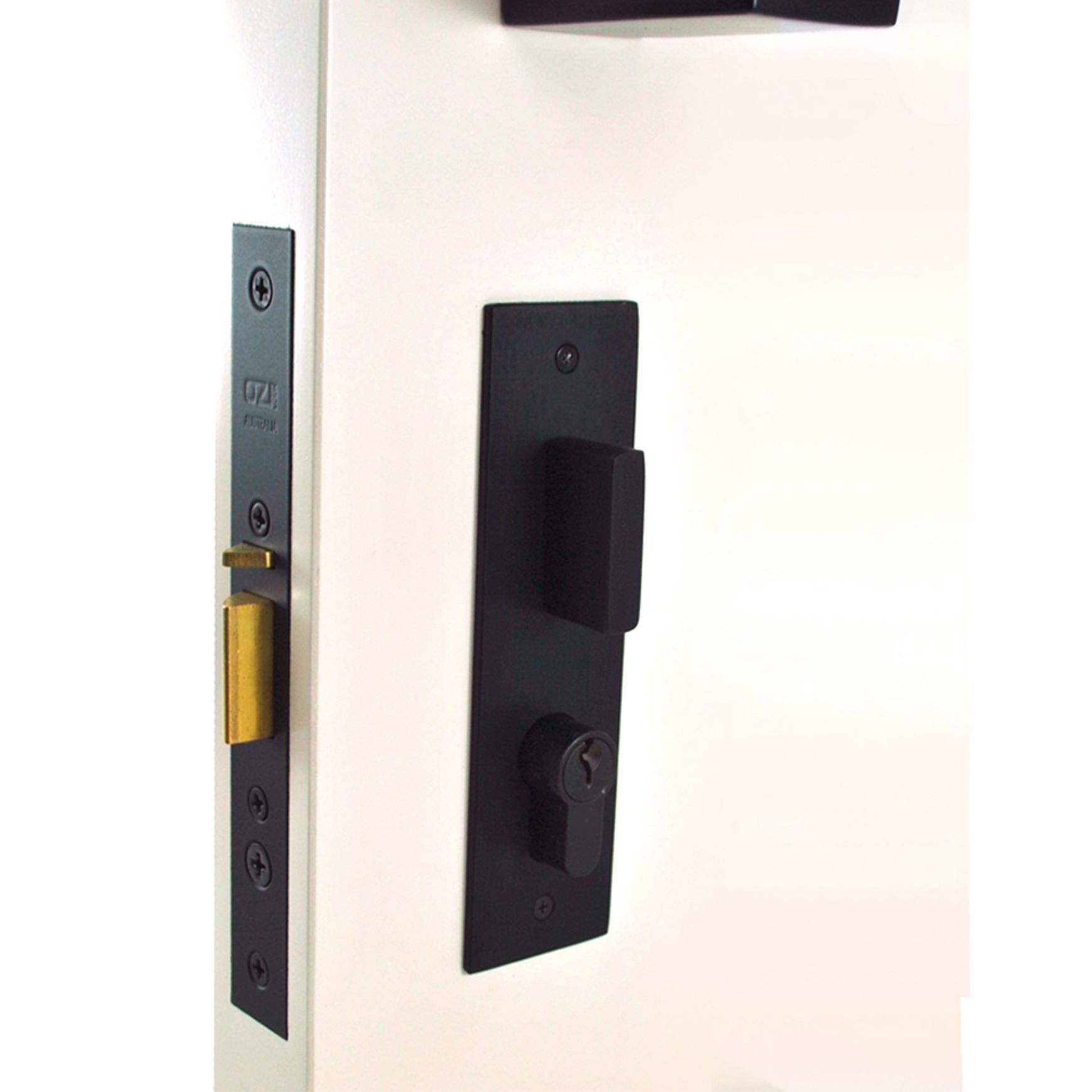 Nidus OZI 4 Mortice Lock Entry Door Pull Handle Set Black CDL-888-O-REC-BL