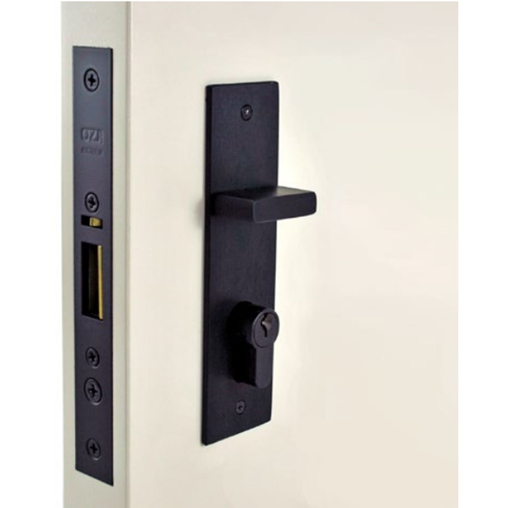 Nidus OZI 4 Mortice Lock Entry Door Pull Handle Set Black CDL-888-O-REC-BL