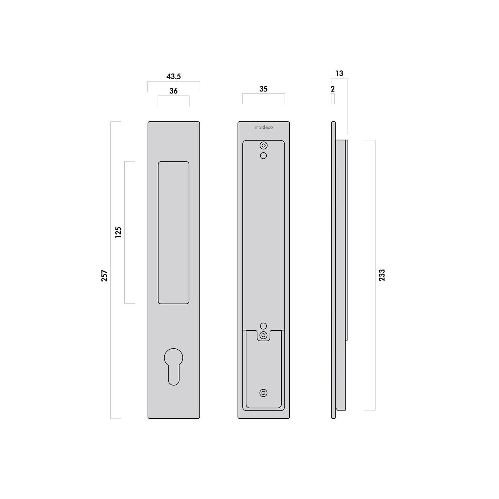 Mardeco 'M' Series Flush Pull Euro Lock Set Key Locking Satin Chrome for Timber and Aluminum Doors SC8104/SET *No Cylinder*