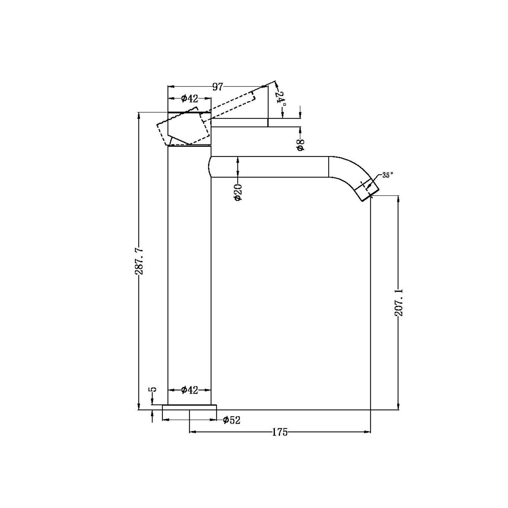 Zen SS316L Tall Basin Mixer | Brushed Nickel