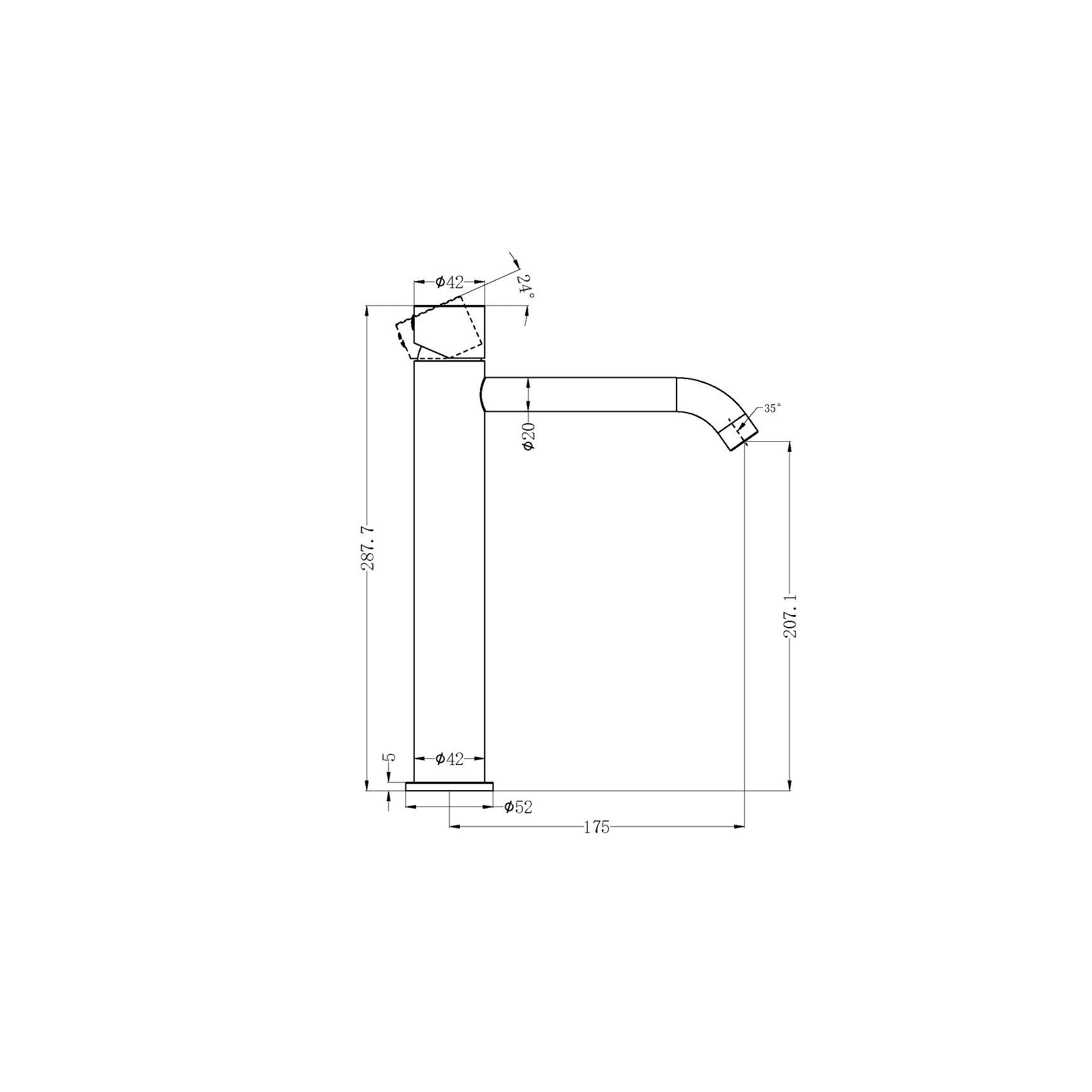 Zen SS316L Tall Basin Mixer Handless | Brushed Bronze