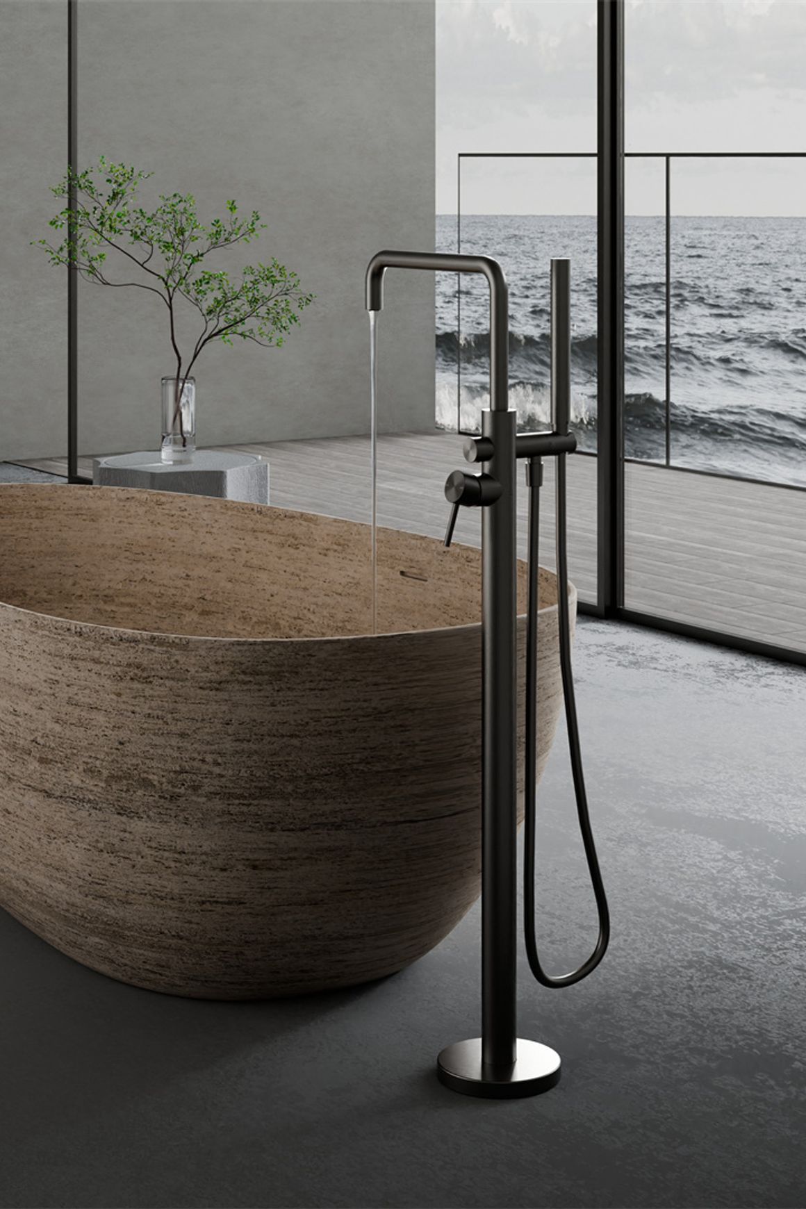 Zen SS316L Freestanding Bath Mixer | Graphite