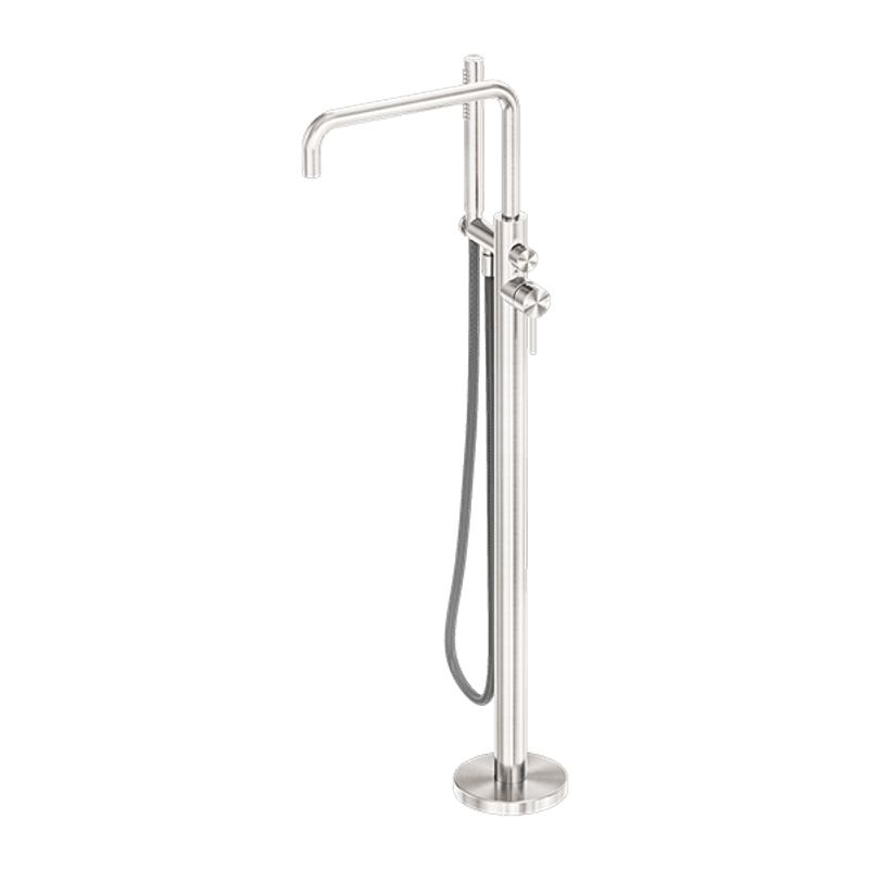 Zen SS316L Freestanding Bath Mixer & Outdoor Shower Hose | Brushed Nickel