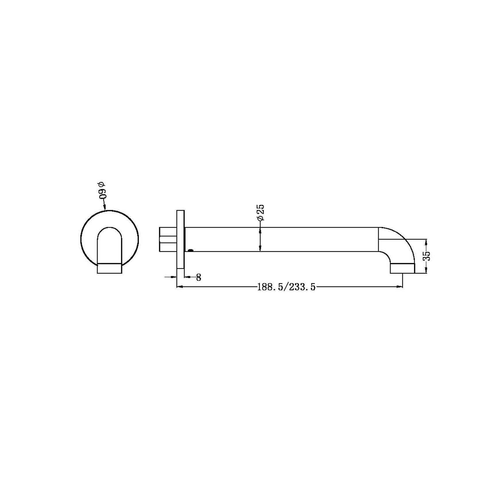 Zen SS316L Round Basin/Bath Spout 230mm | Brushed Gold