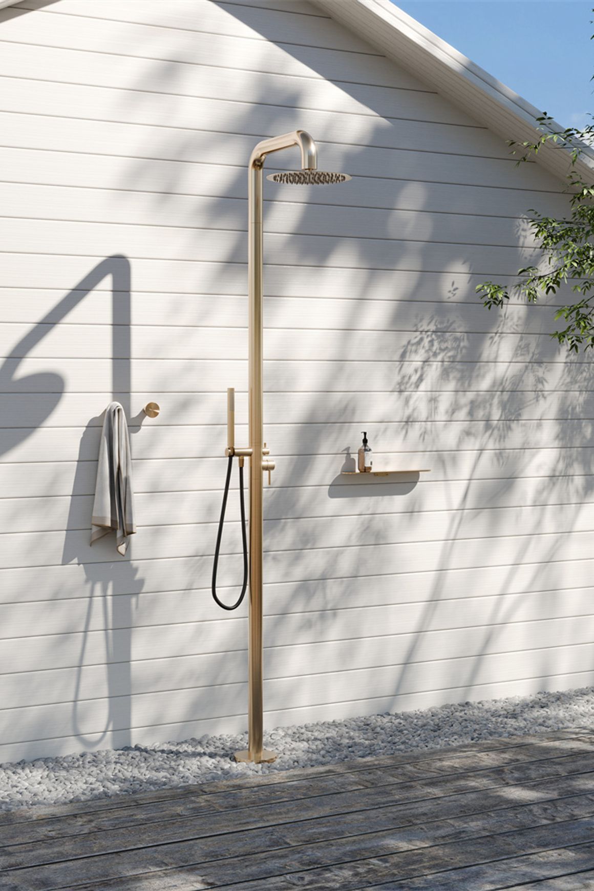 Zen SS316L Outdoor Freestanding Shower | Brushed Gold