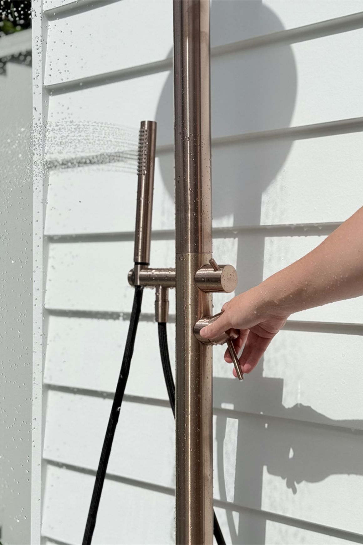 Zen SS316L Outdoor Freestanding Shower Column | Brushed Bronze