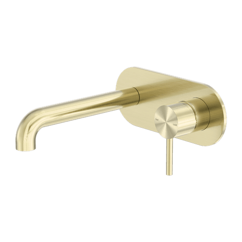 Zen SS316L Wall Basin/Bath Mixer 185mm Spout | Brushed Gold