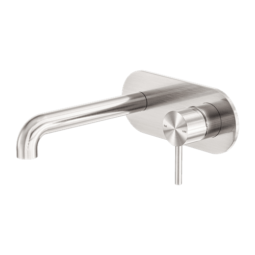 Zen SS316L Wall Basin/Bath Mixer 230mm Spout | Brushed Nickel