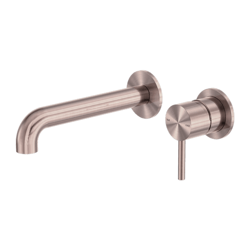 Zen SS316L Wall Basin/Bath Mixer Separate Back Plate 230mm Spout | Brushed Bronze