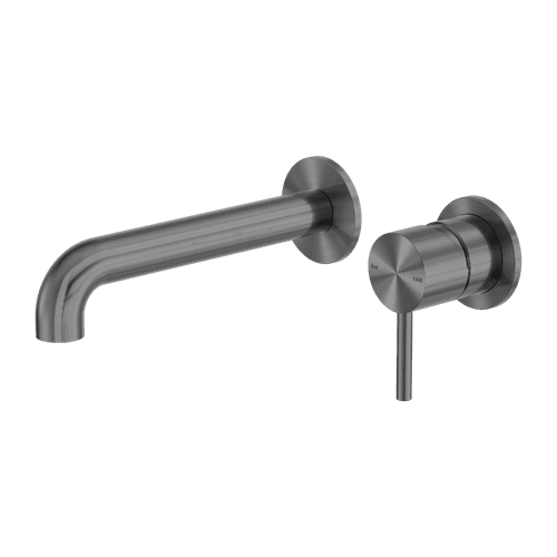 Zen SS316L Wall Basin/Bath Mixer Separate Back Plate 185mm Spout | Graphite