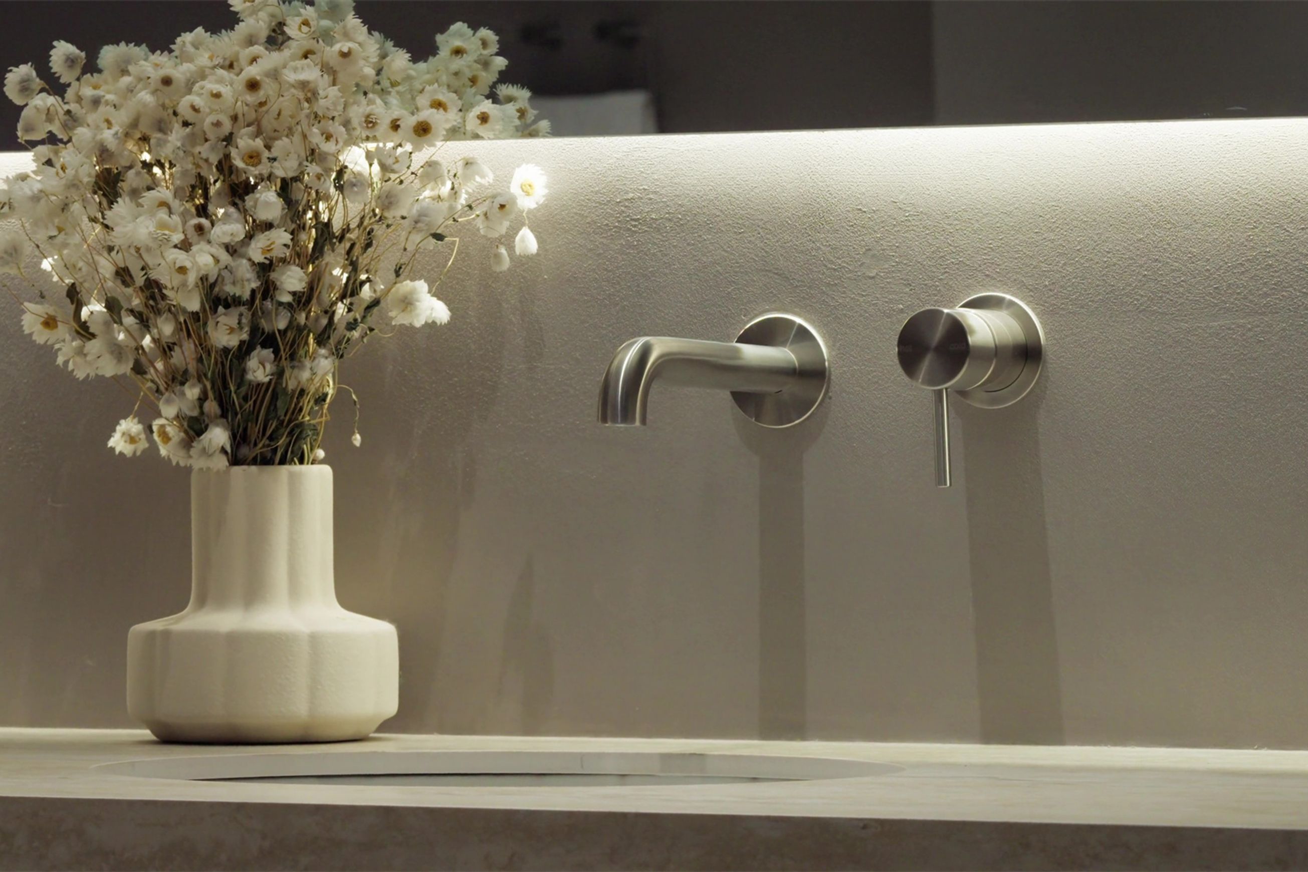 Zen SS316L Wall Basin/Bath Mixer Separate Back Plate 185mm Spout | Brushed Nickel