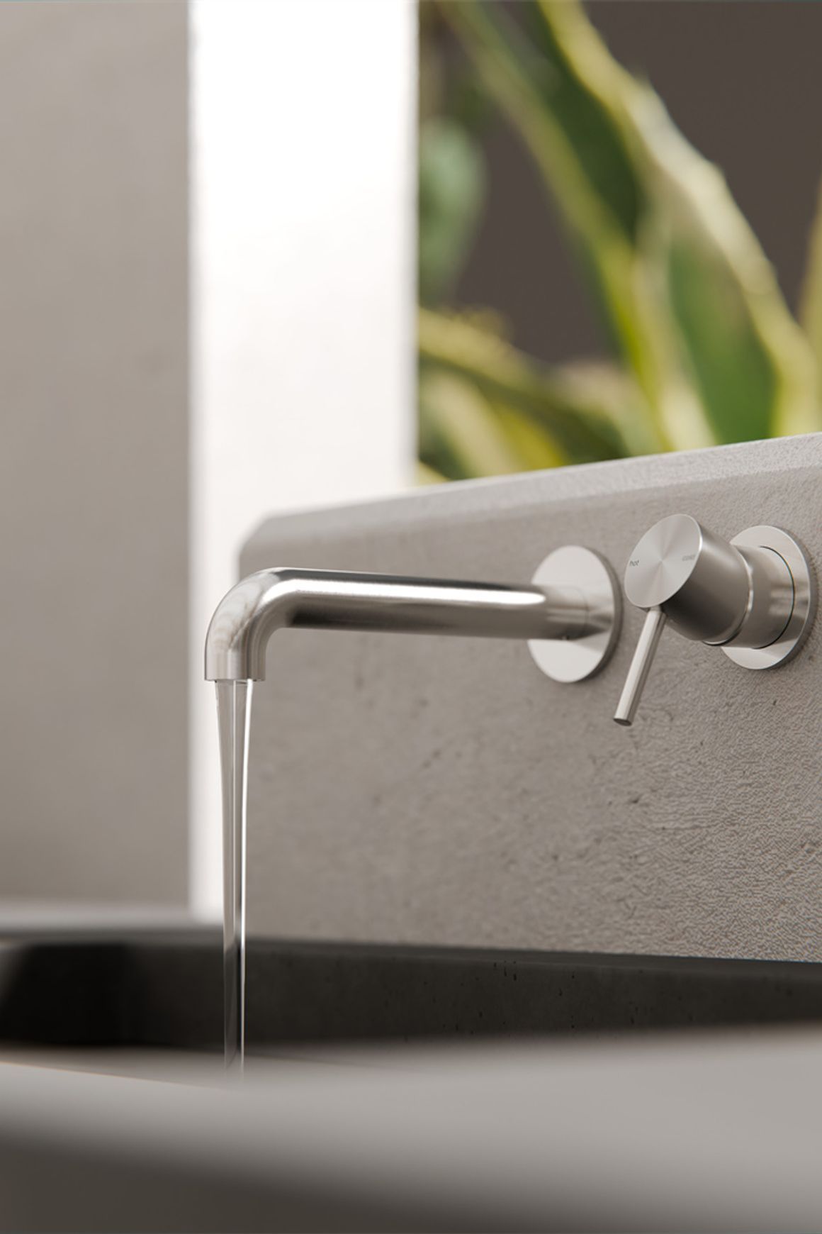 Zen SS316L Wall Basin/Bath Mixer Separate Back Plate 185mm Spout | Brushed Nickel