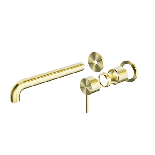 Zen SS316L Wall Basin/Bath Mixer Separate Back Plate 185mm Spout Trim Kits | Brushed Gold