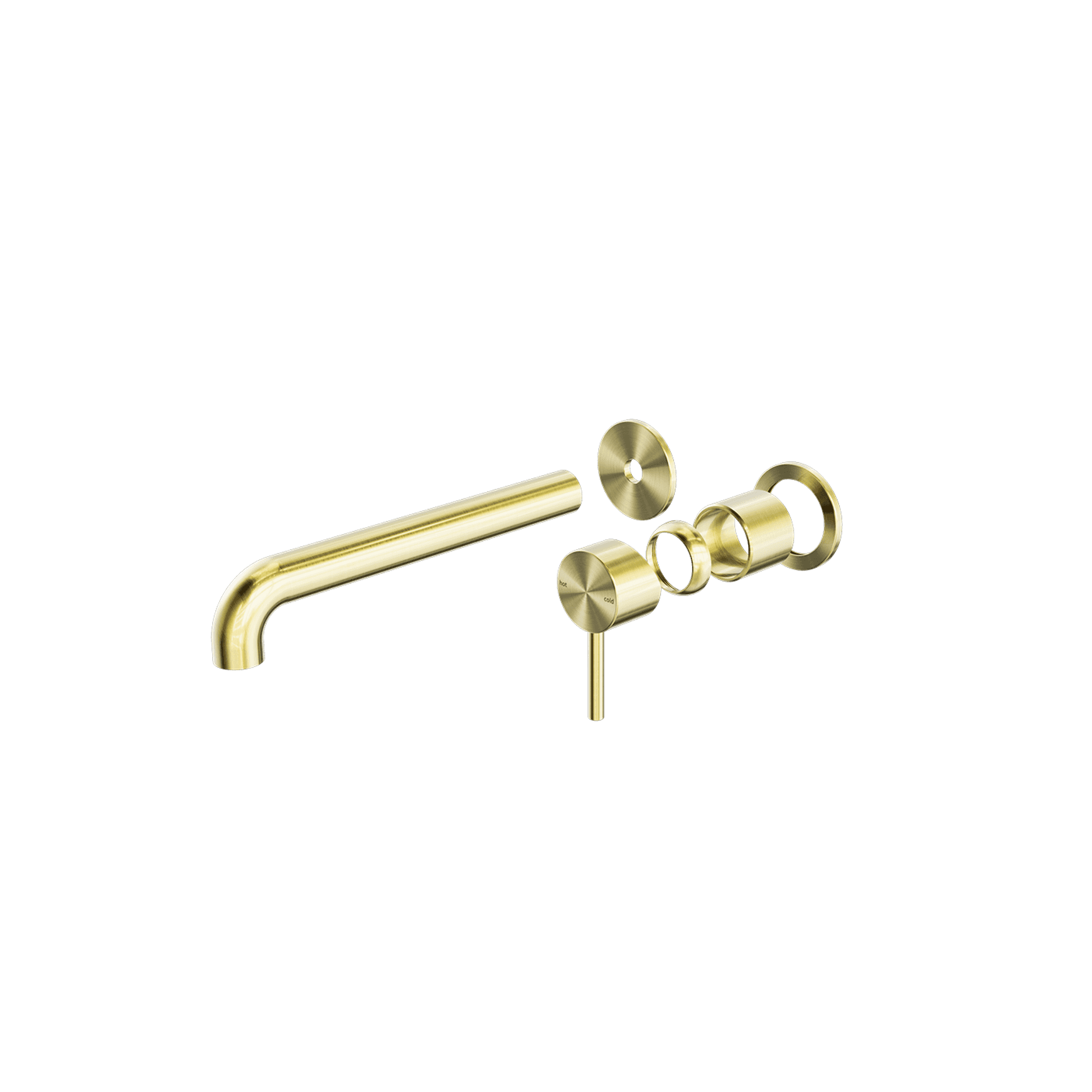 Zen SS316L Wall Basin/Bath Mixer Separate Back Plate 185mm Spout Trim Kits | Brushed Gold