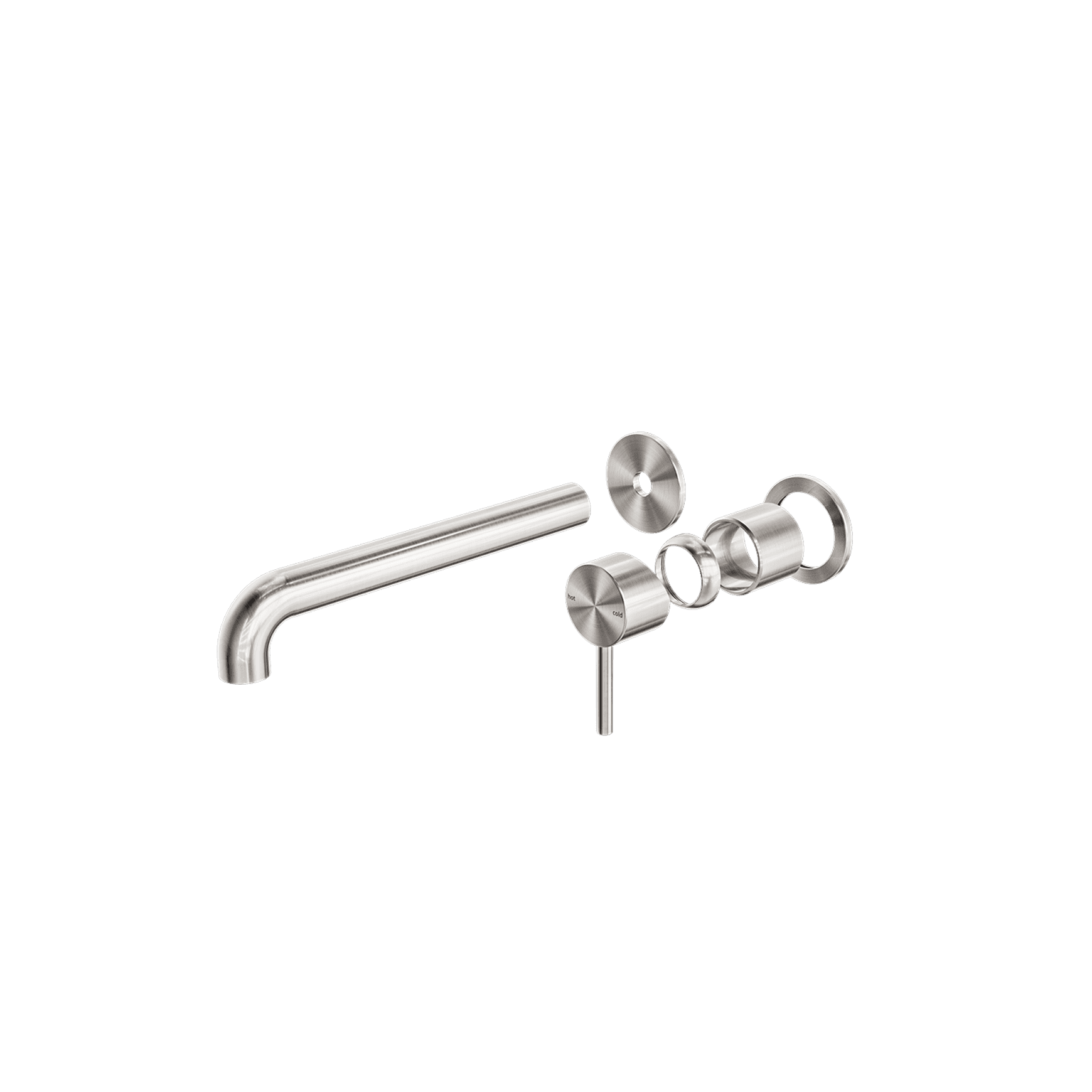 Zen SS316L Wall Basin/Bath Mixer Separate Back Plate 185mm Spout Trim Kits | Brushed Nickel