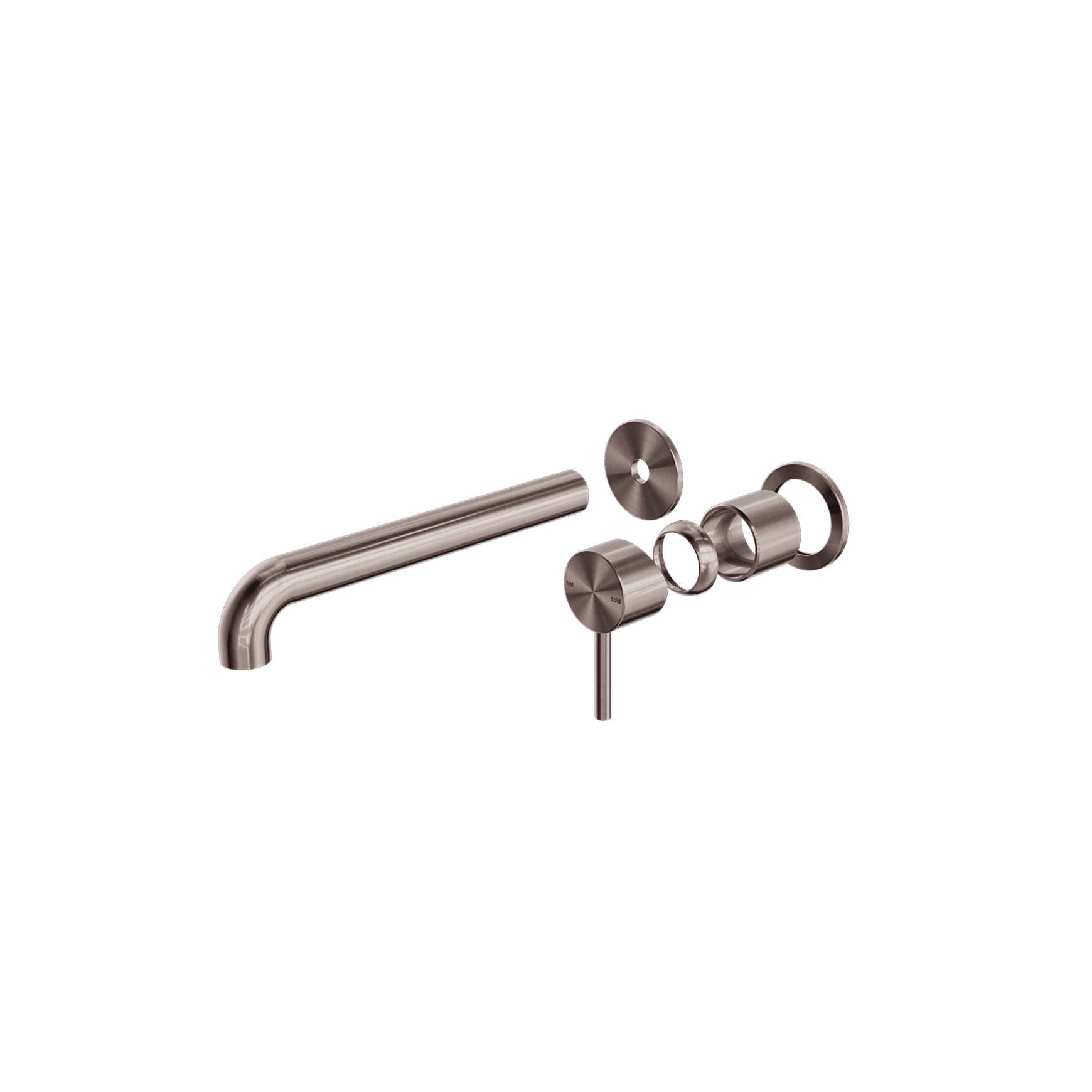 Zen SS316L Wall Basin/Bath Mixer Separate Back Plate 185mm Spout Trim Kits | Brushed Bronze