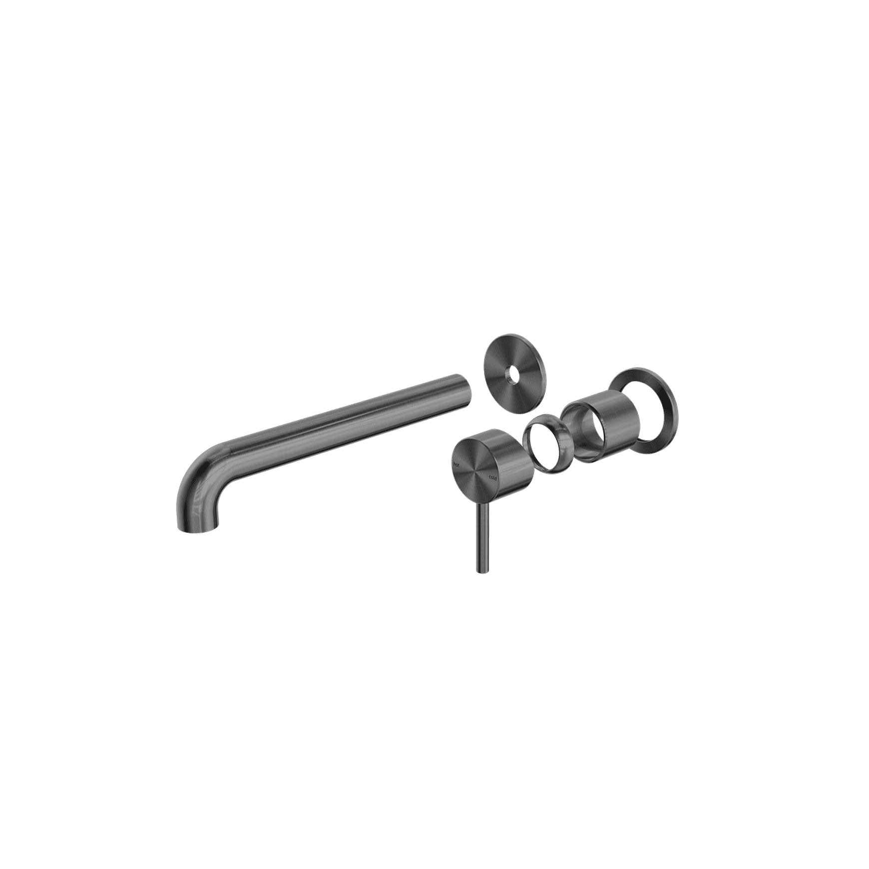Zen SS316L Wall Basin/Bath Mixer Separate Back Plate 185mm Spout Trim Kits | Graphite