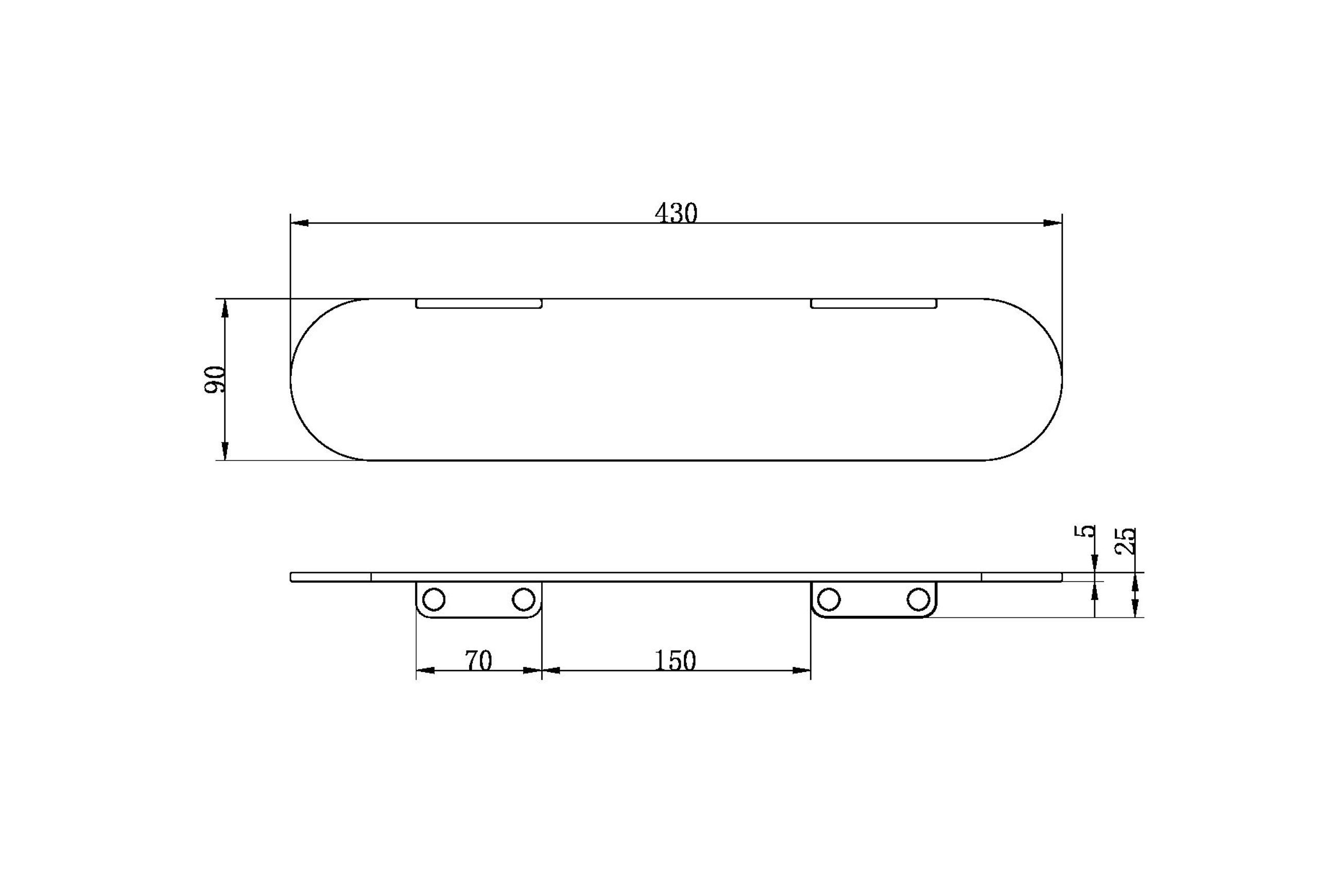 Zen SS316L Metal Shower Shelf | Brushed Nickel dimensions