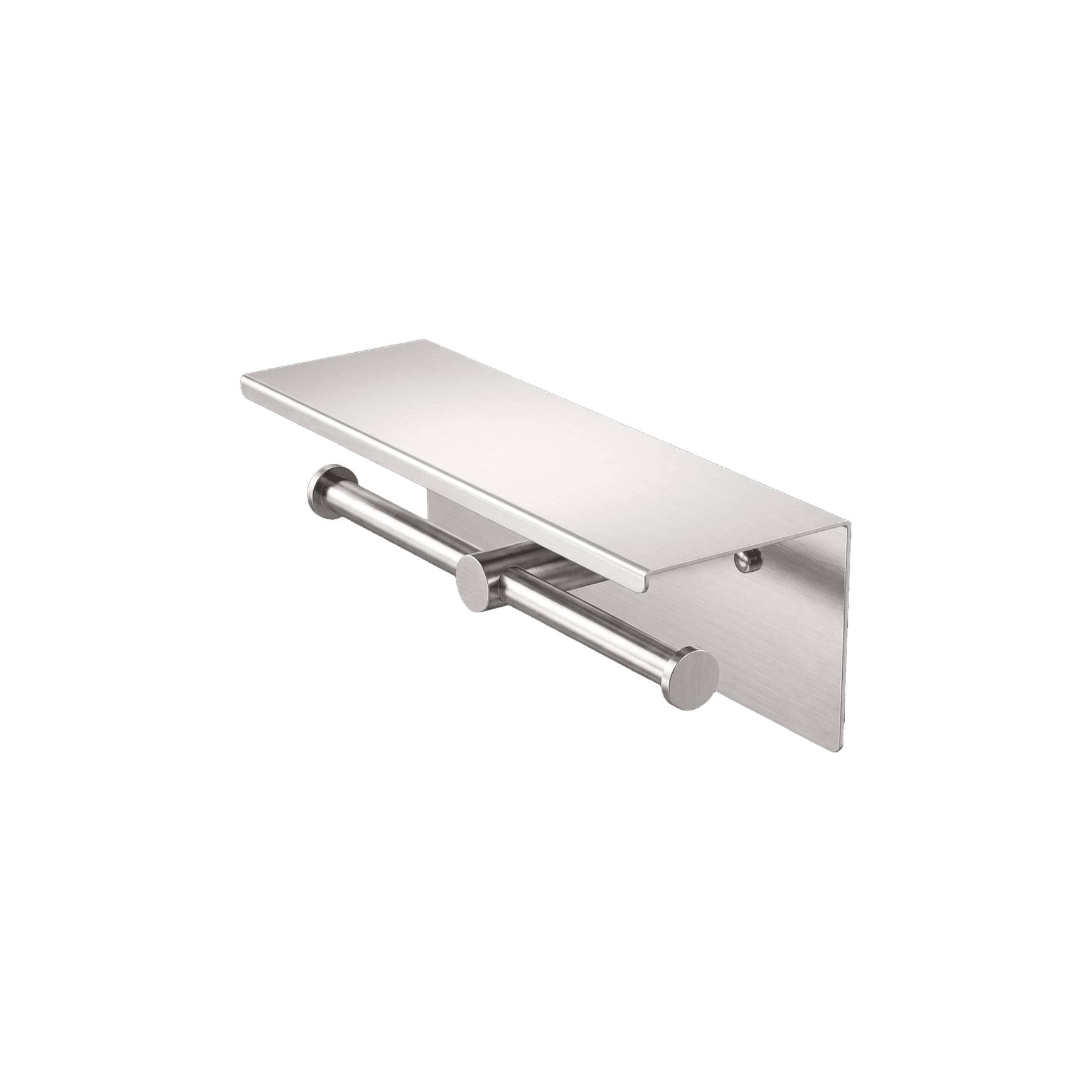 Mecca Double Toilet Roll Holder With Shelf Brushed Nickel