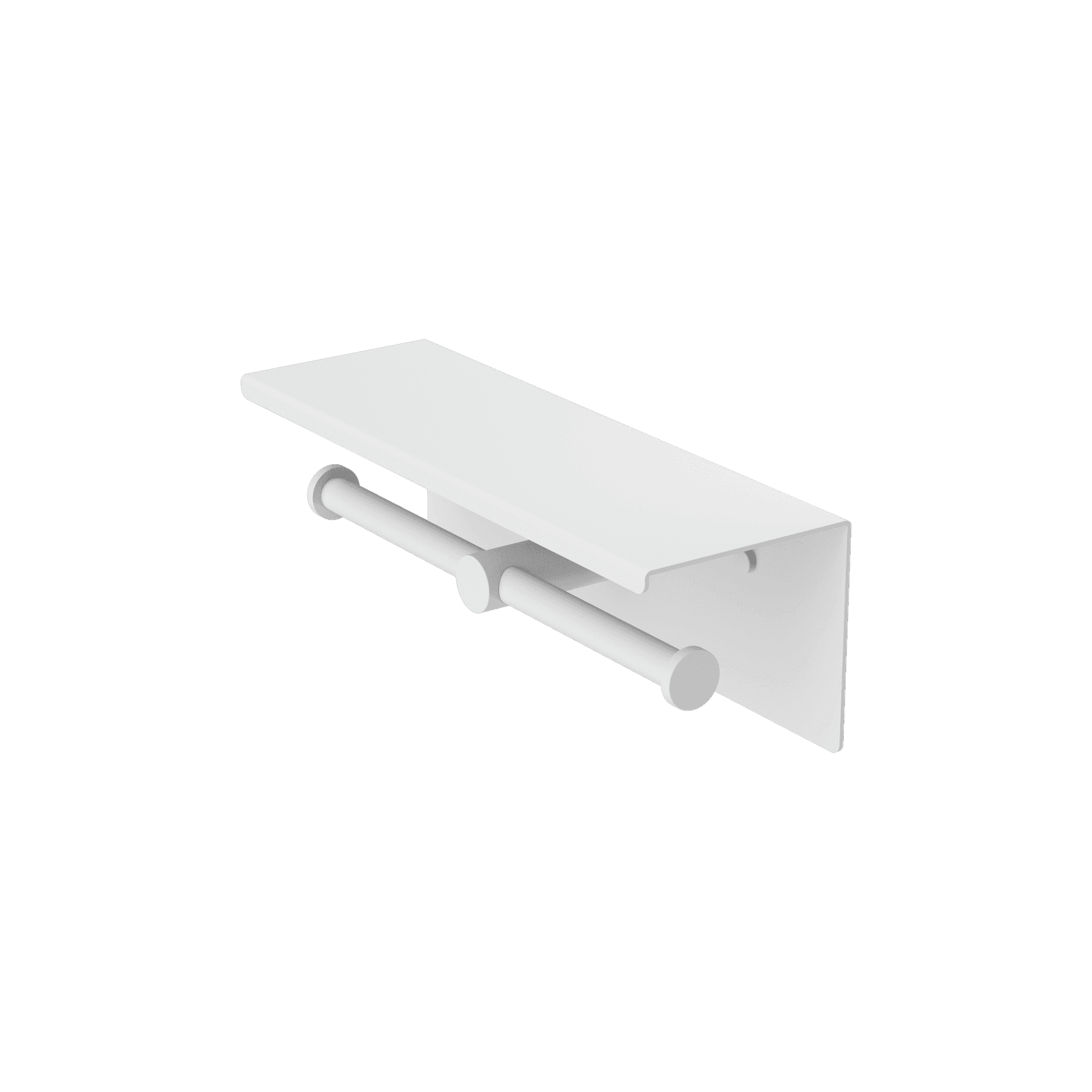 Mecca Double Toilet Roll Holder With Shelf Matte White