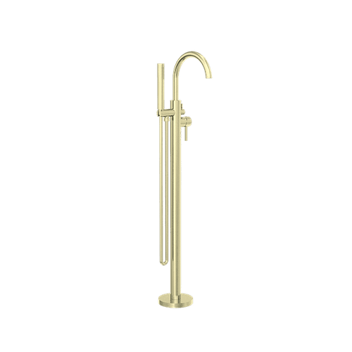 Mecca Round Freestanding Mixer With Hand Shower Brushed Gold