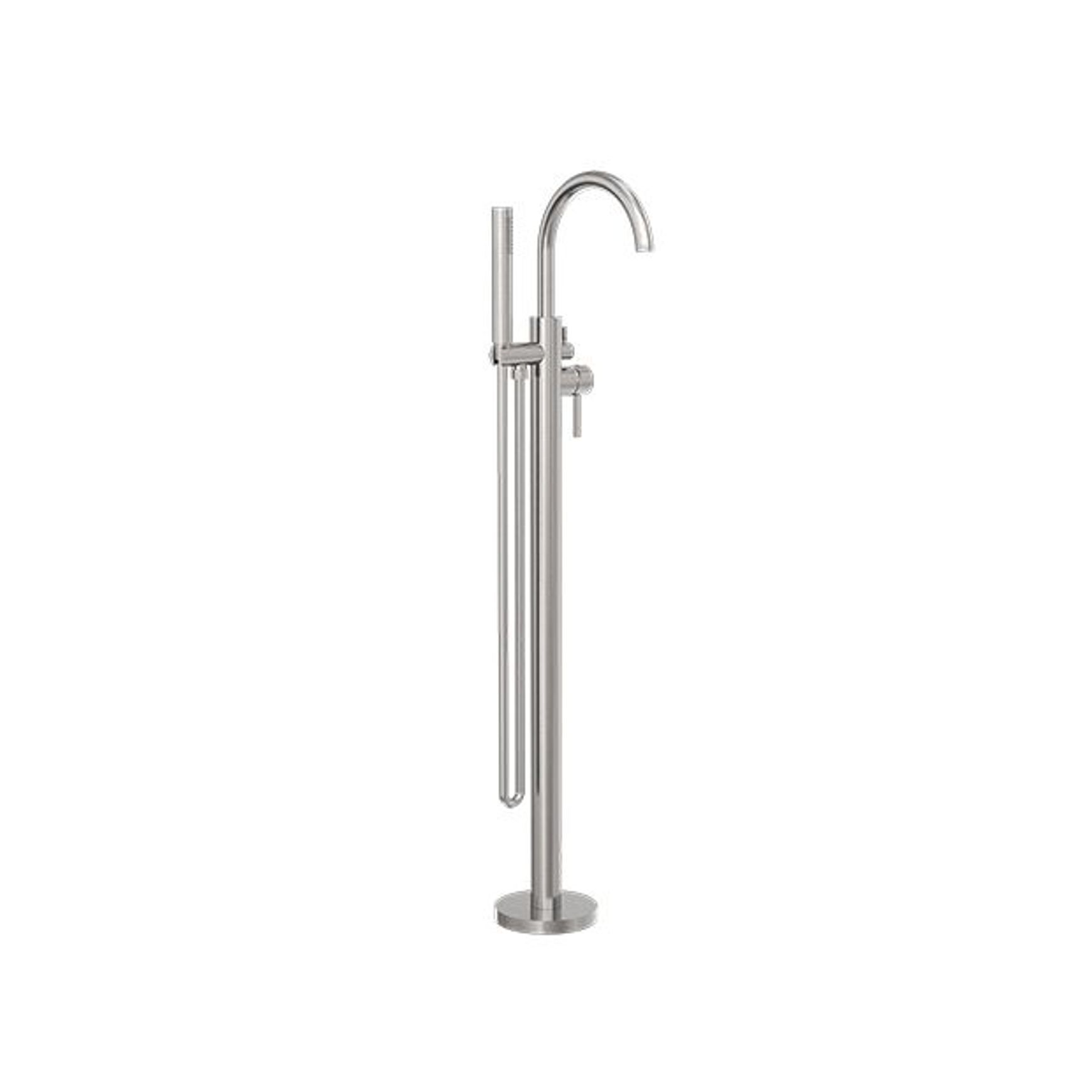 Mecca Round Freestanding Mixer With Hand Shower Brushed Nickel