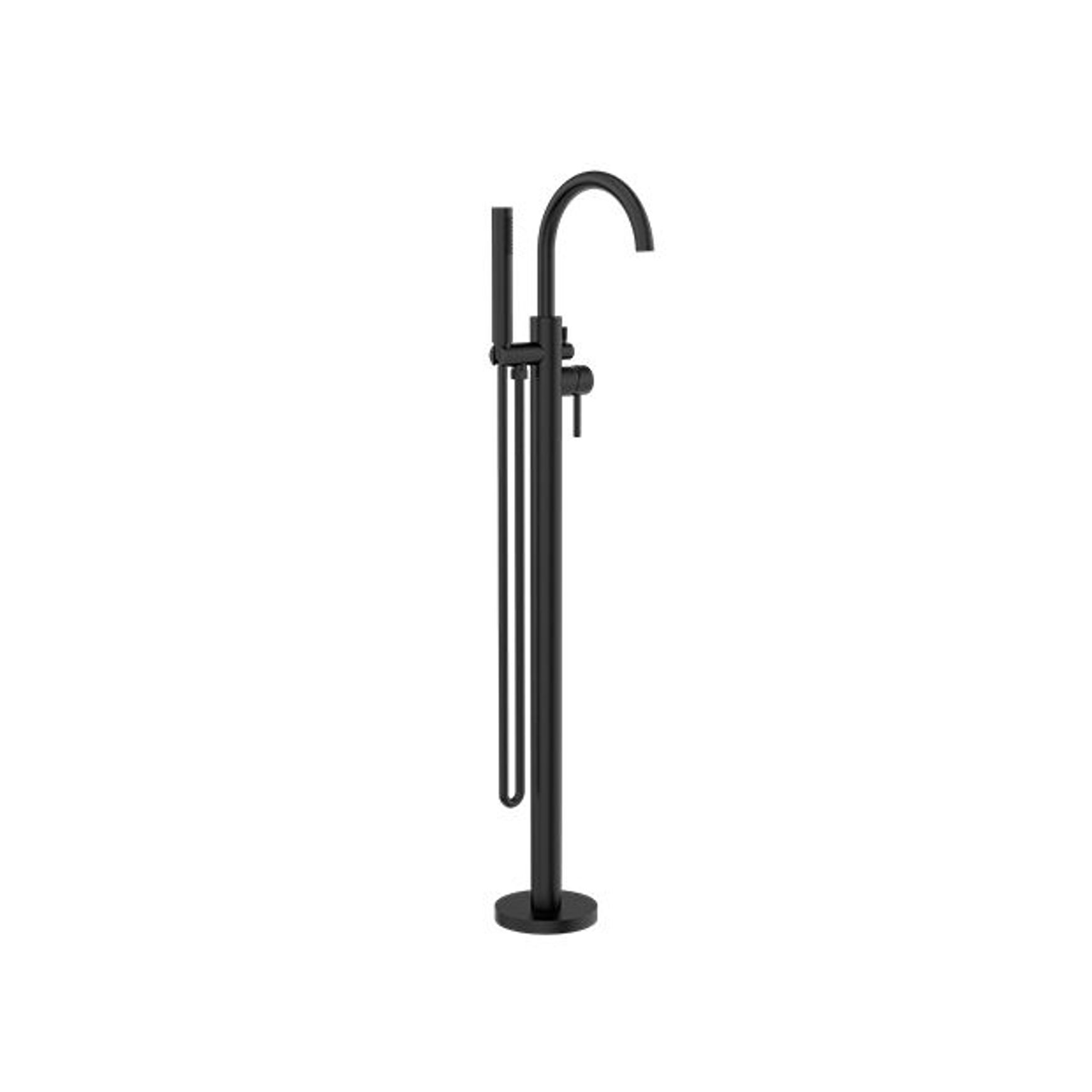 Mecca Round Freestanding Mixer With Hand Shower Matte Black