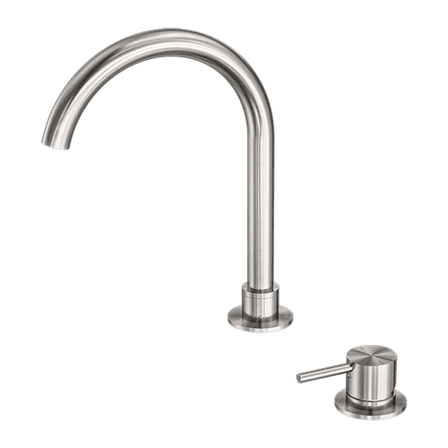 Mecca Hob Basin Mixer Round Swivel Spout Brushed Nickel