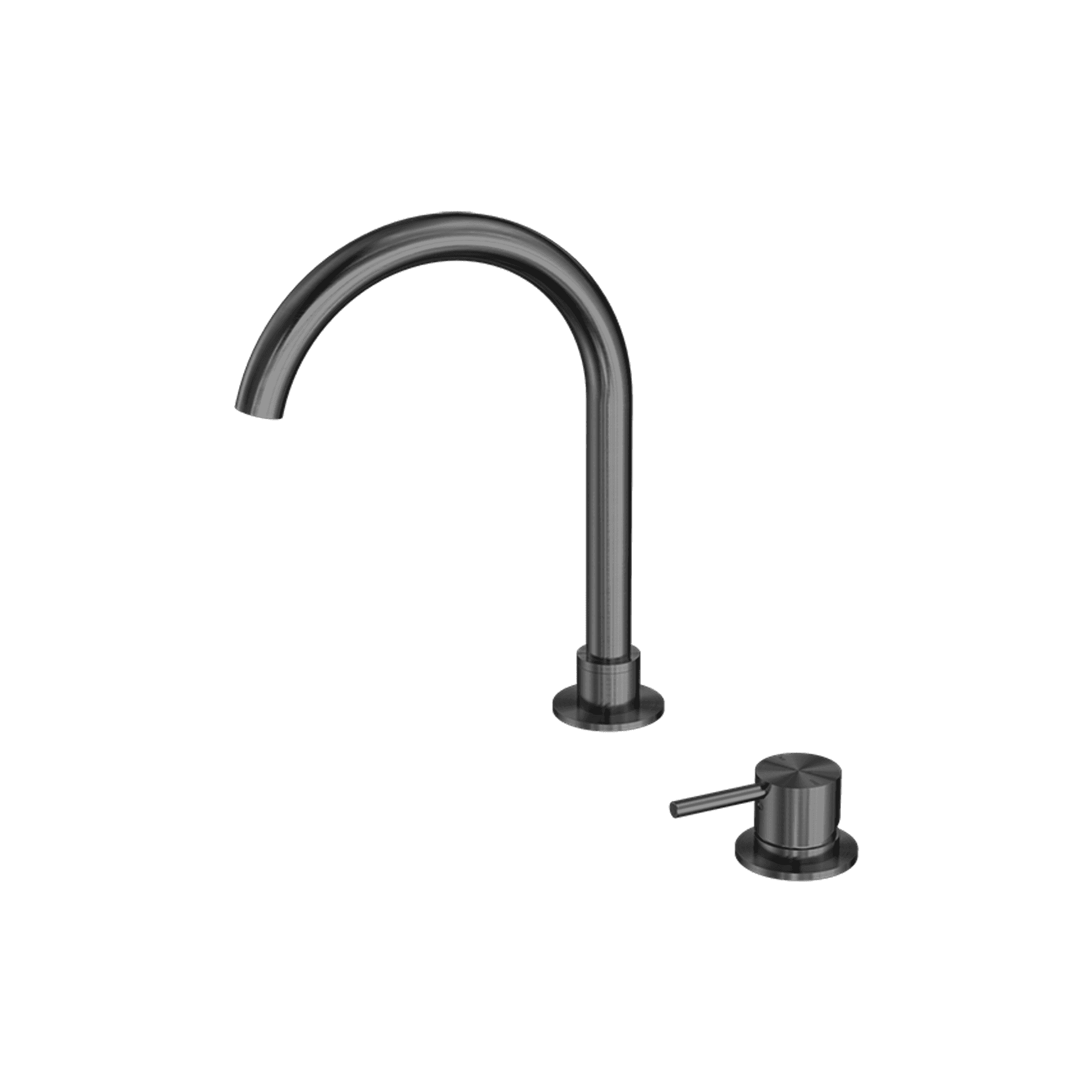 Mecca Hob Basin Mixer Round Swivel Spout Gun Metal