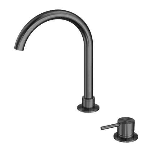 Mecca Hob Basin Mixer Round Swivel Spout Gun Metal