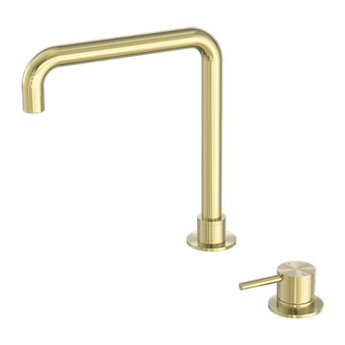 Mecca Hob Basin Mixer Square Swivel Spout Brushed Gold