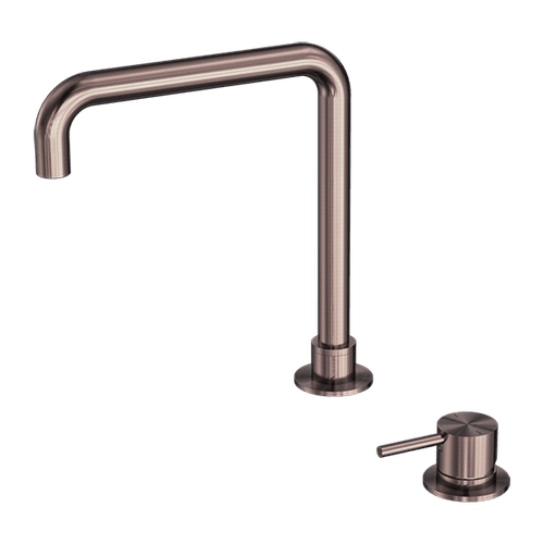 Mecca Hob Basin Mixer Square Swivel Spout Brushed Bronze