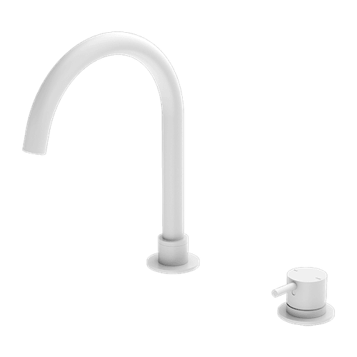 Mecca Hob Basin Mixer Round Swivel Spout Matte White