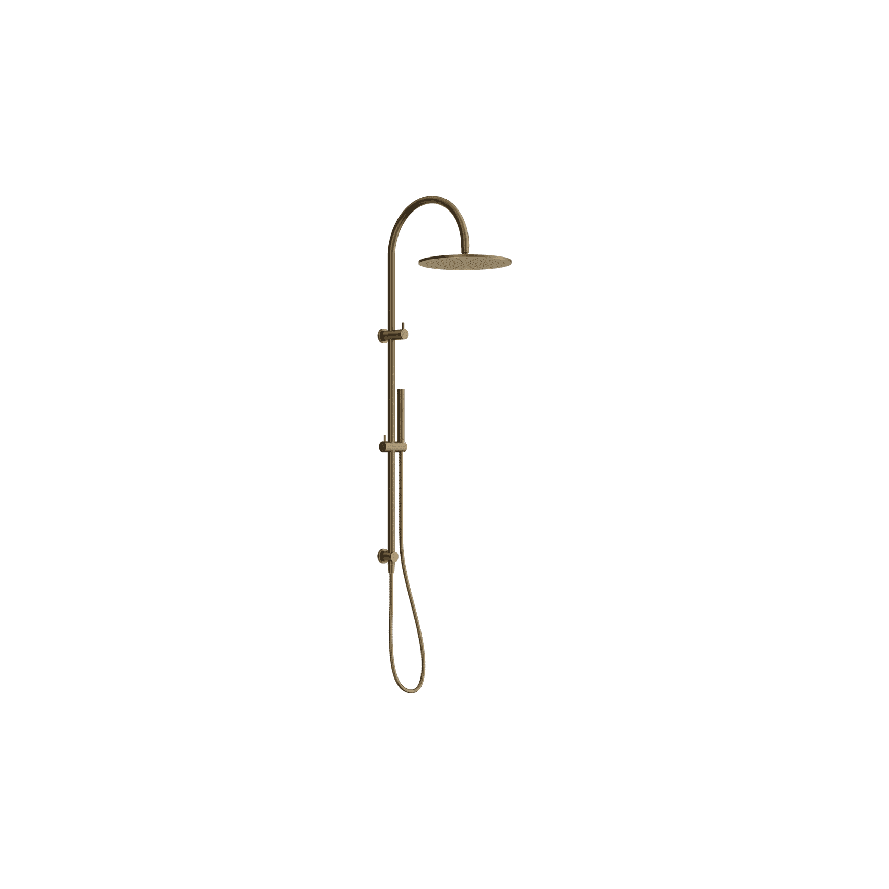 Mecca Twin Shower With Slim Hand Shower Tumbled Antique Brass