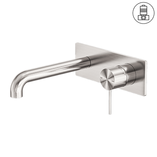 Mecca Wall Basin/Bath Mixer 185mm Brushed Nickel