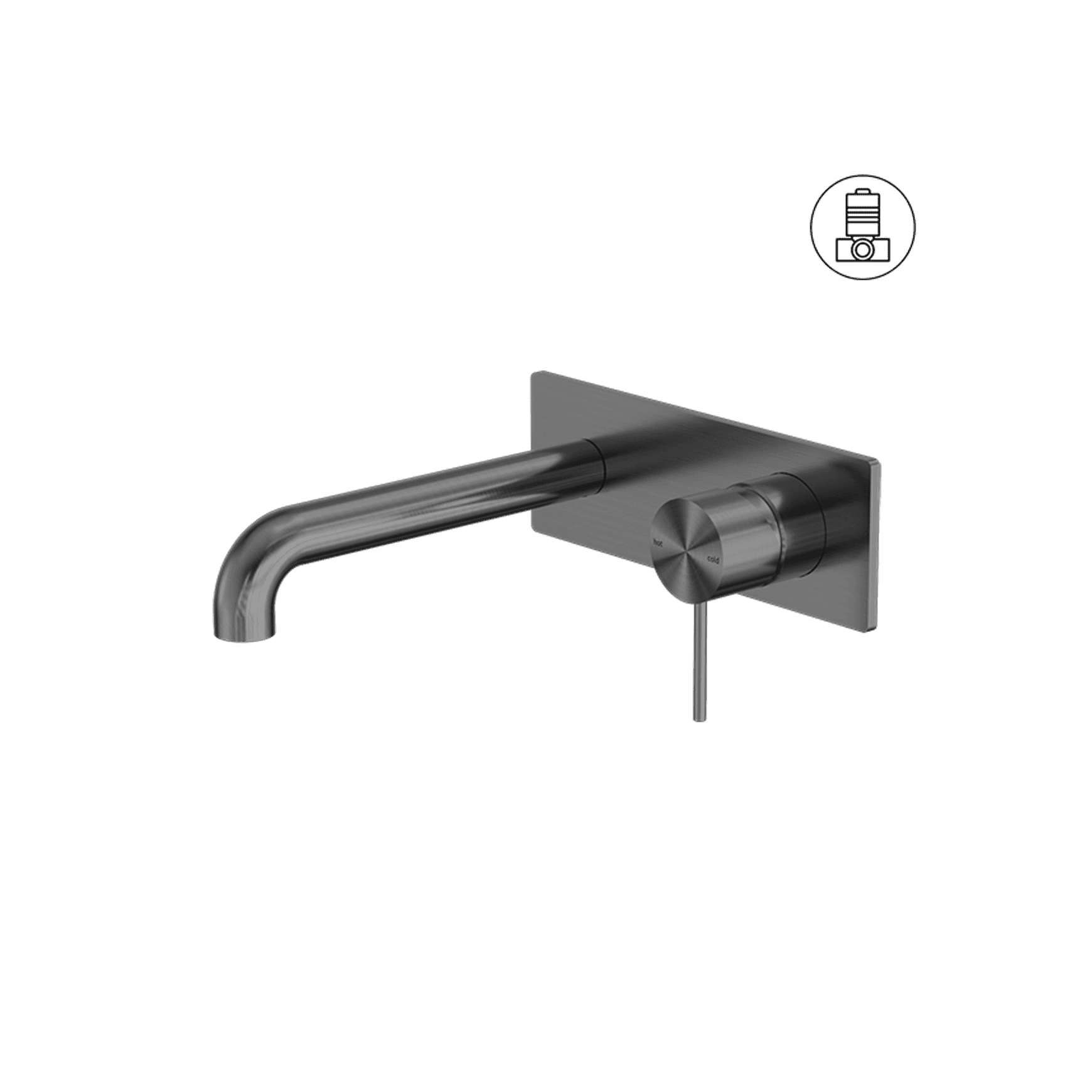 Mecca Wall Basin/Bath Mixer Handle Up 160mm Gun Metal