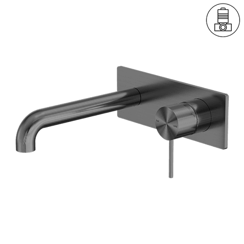 Mecca Wall Basin/Bath Mixer Handle Up 230mm Gun Metal