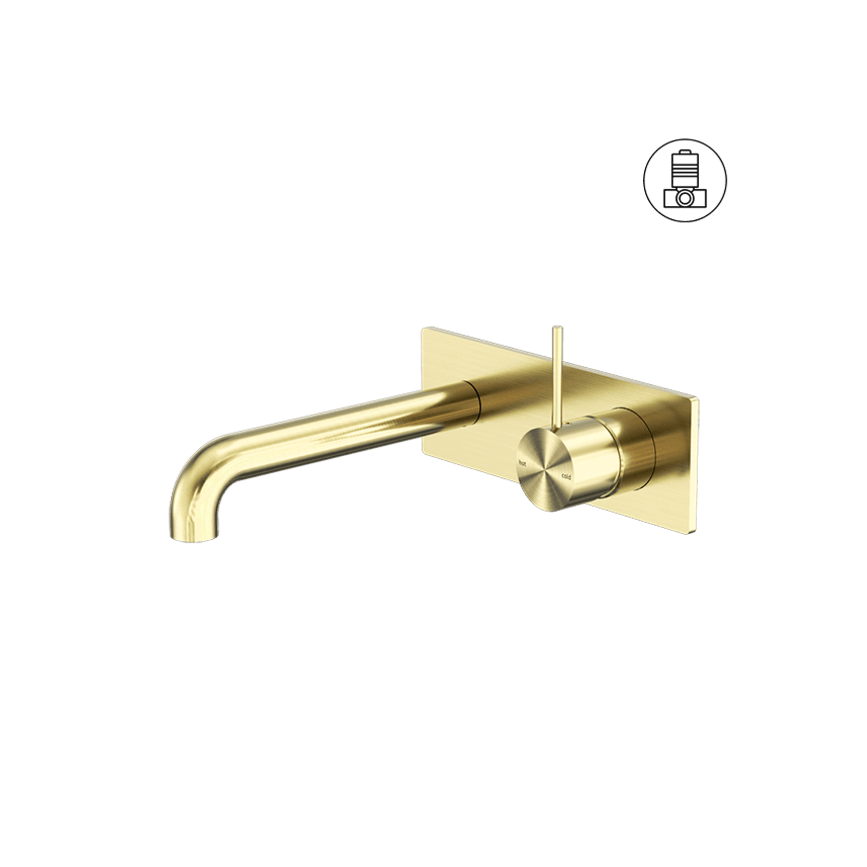 Mecca Wall Basin/Bath Mixer Handle Up 120mm Brushed Gold