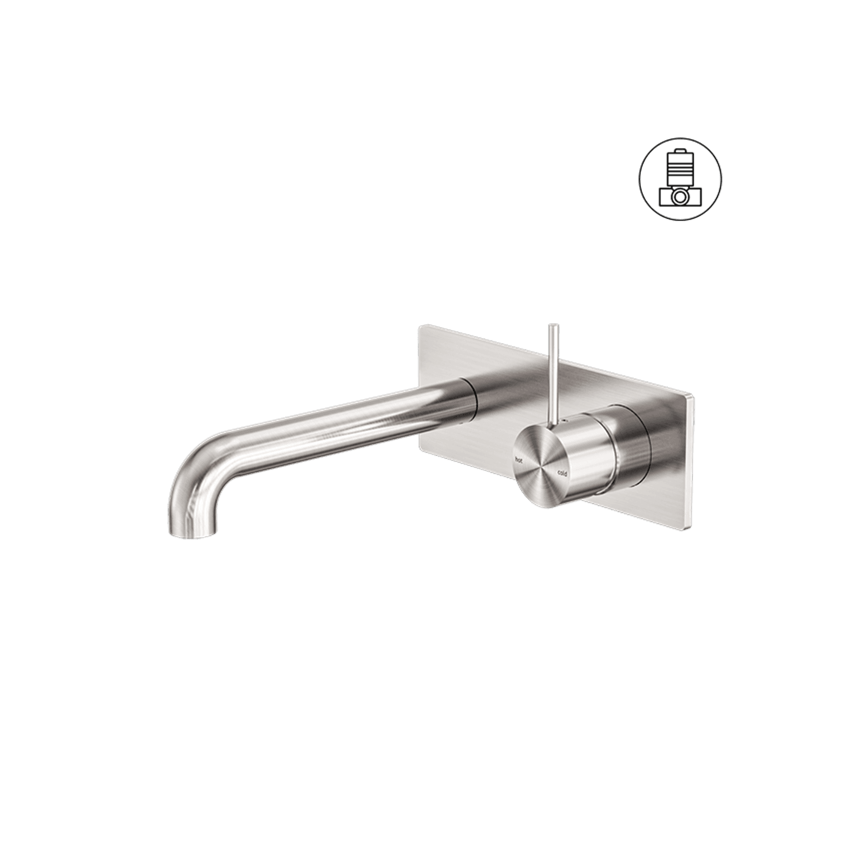 Mecca Wall Basin/Bath Mixer Handle Up 230mm Brushed Nickel