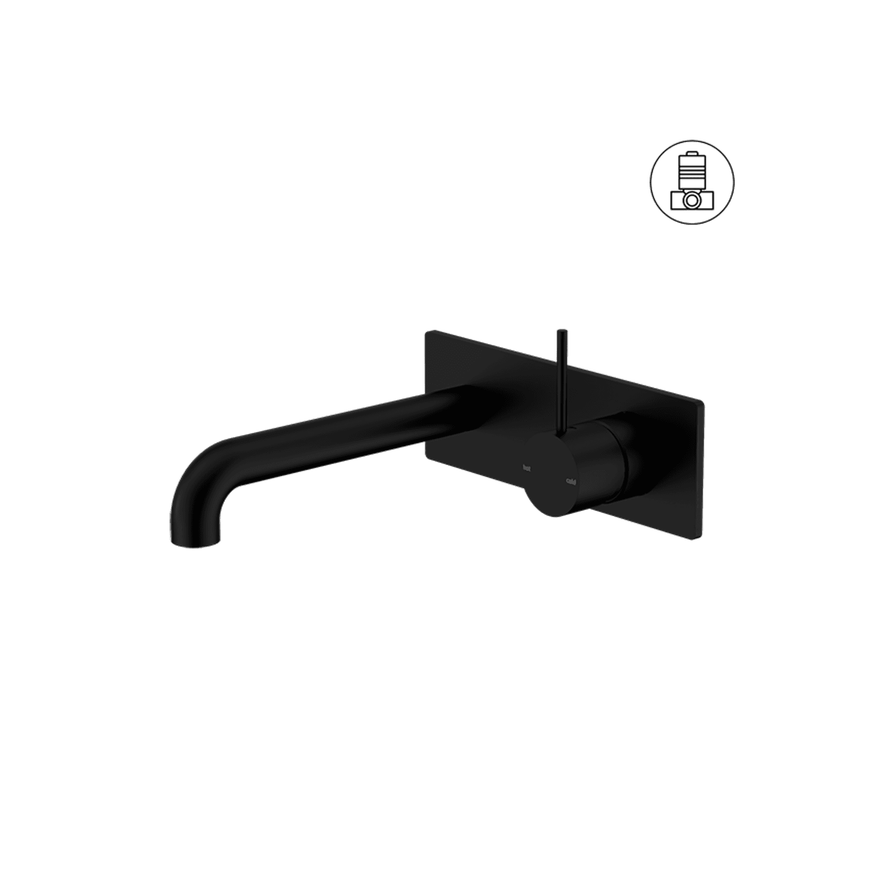 Mecca Wall Basin/Bath Mixer Handle Up 185mm Matte Black